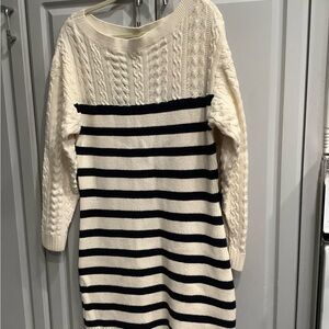 Express Ivory and Black Cable Knit Sweater NWT